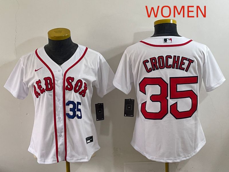Women 2025 Boston Red Sox #35 Crochet White Game Nike MLB Jersey style 3